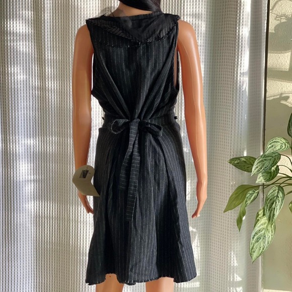 Vintage Y2K NWT Krista Larson Dress Gray Wool Blend Pinstripe Handmade One Size‎ - Picture 4 of 8
